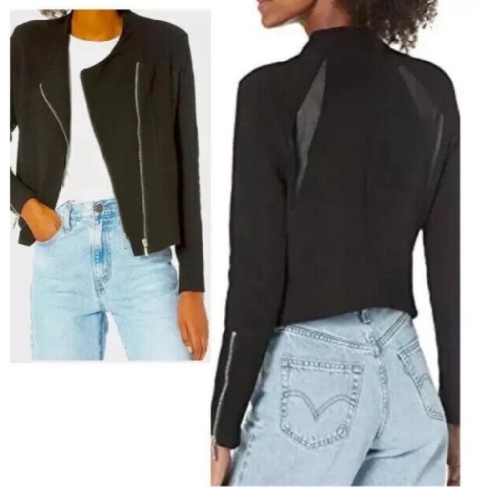 Blank NYC black mesh panel motto jacket